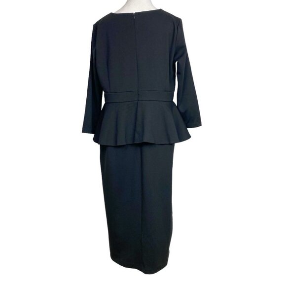 ELOQUII BLACK PEPLUM SHEATH MIDI FORMAL DRESS - 14 - Picture 3 of 10